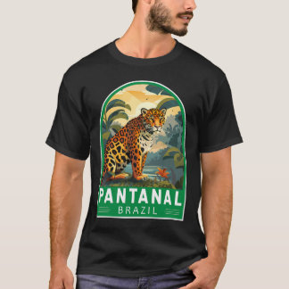 T-shirt Pantanal Brésil Jaguar Voyage Art Emblem