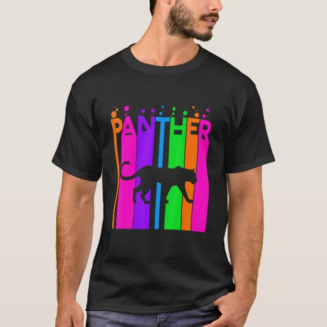 T-shirt Panther Animal Rainbow Bubble with Silhouette (Devant)