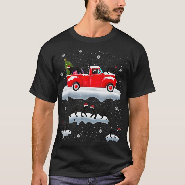 T-shirt Panther Conduite Arbre de Noël Camion Rouge Panthè (Devant)