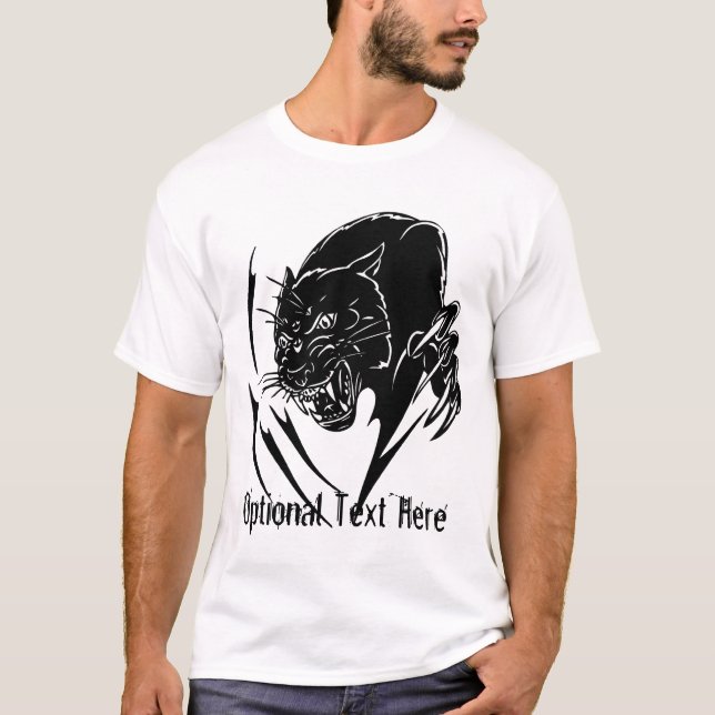T-shirt Panther noir en noir et blanc (Devant)