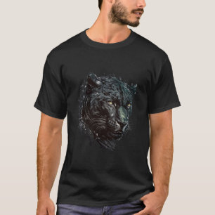 T-shirt Panther Portrait Animal Peinture Faune En Plein Ai