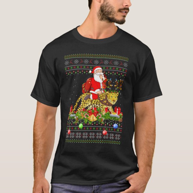 T-shirt Panther   Ugly Santa Riding Panther Christmas (Devant)