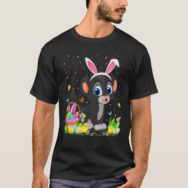 T-shirt Panthère de Pâques Panthère lapin Panthère de chas (Devant)