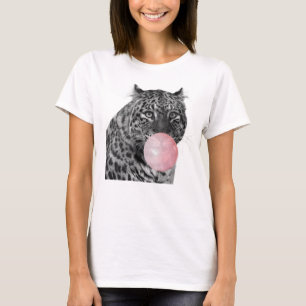 T-shirt Panthère léopard Noir Blanc Buble Gum