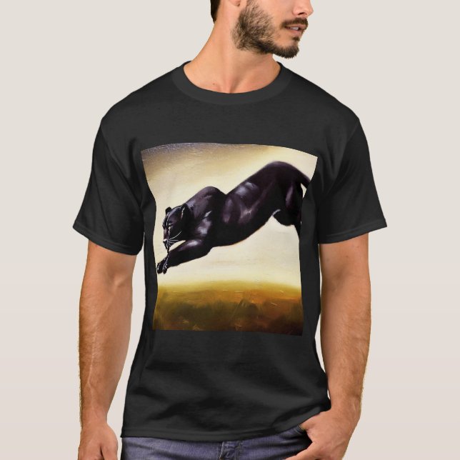 T-shirt Panthère noire (1 chat sauvage) (Devant)
