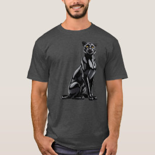 T-shirt Panthère noire et reflets de lumière naturelle.