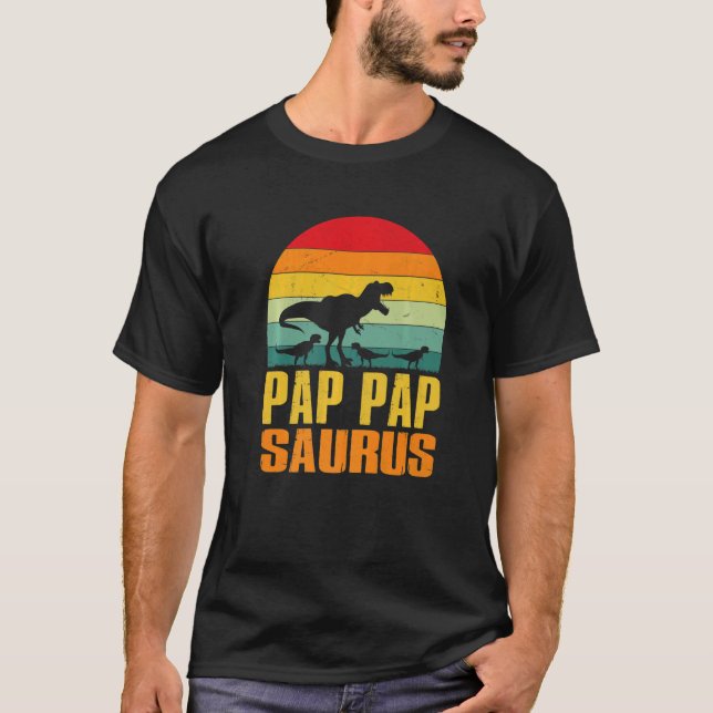 T-shirt Pap Papsaurus Rex Dinosaur Pap Pap Saurus Family M (Devant)