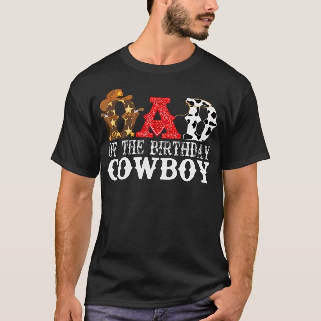 T-shirt Papa 1Er Anniversaire Cowboy Western Rodeo Party (Devant)