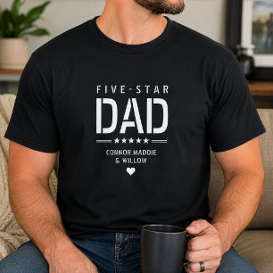 T-shirt PAPA 5 ÉTOILES Texte personnalisé moderne et cool