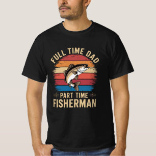 T-shirt Papa à temps plein, pêcheur à temps partiel - Retr