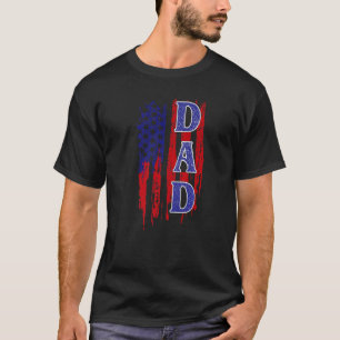 T-shirt Papa Américain Drapeau Militaire Vétéran Père patr
