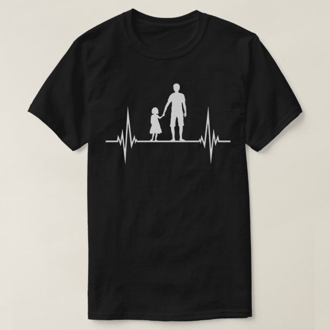 T-shirt Papa Avec Fille Tenant Les Mains Pulse Premium (Design devant)