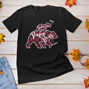 T-shirt Papa Bear Bébé Père Papa Nom personnalisé Style du