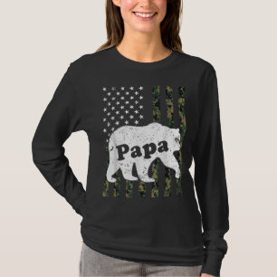 T-shirt Papa Bear Camouflage USA Drapeau américain