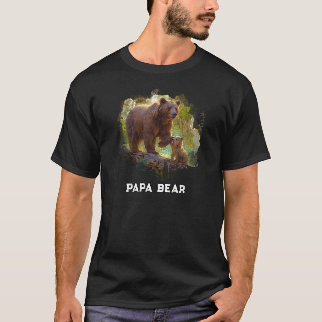 T-shirt *~* PAPA BEAR Cub Fête des pères Cadeau AP86 Art (Devant)