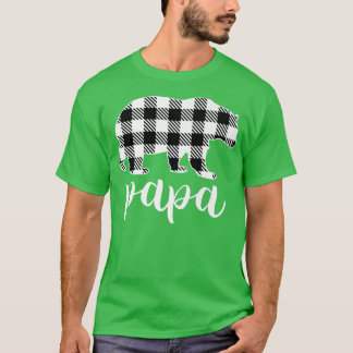 T-shirt Papa Bear Gris Buffalo Plaid Pajama Premium