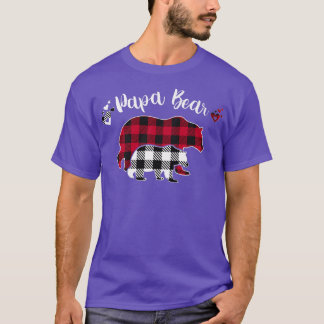T-shirt Papa Bear Little Bear Pajama Gris Rouge Buffalo Pl