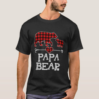 T-shirt Papa Bear Pajama de Noël Rouge Plaid Buffalo Famil