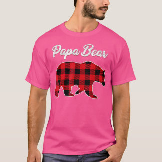 T-shirt Papa Bear Pajama de Noël Rouge Plaid Buffalo Famil