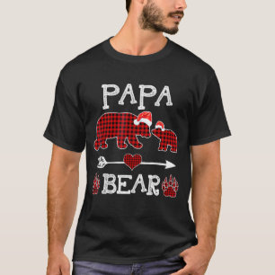 T-shirt Papa Bear Pajama de Noël Rouge Plaid Buffalo Famil
