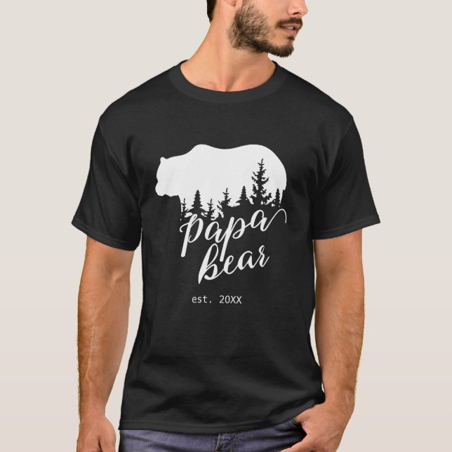 T-shirt Papa Bear persan noir et blanc (Devant)