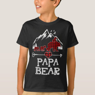 T-shirt Papa Bear Pyjama de Noël Buffle rouge à plaid
