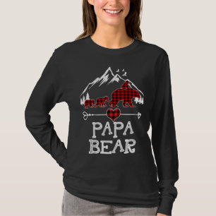 T-shirt Papa Bear Pyjama de Noël Buffle Rouge Plaid Desig