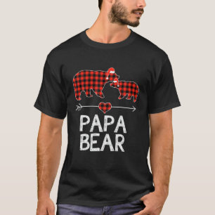 T-shirt Papa Bear Red Plaid Christmas Bear Père Noël Xmas