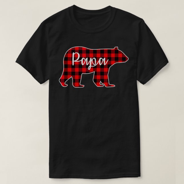 T-shirt Papa Bear Red Plaid Family Matching Christmas Paja (Design devant)