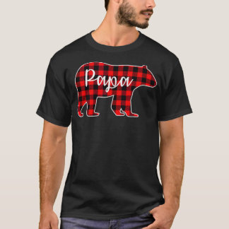 T-shirt Papa Bear Red Plaid Family Matching Christmas Paja