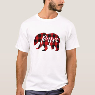 T-shirt Papa Bear Red Plaid   Script