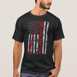 T-shirt Papa beau-père super cool pêche cadeau de drapeau