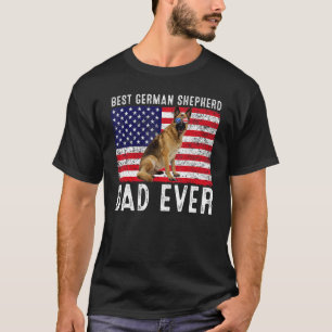T-shirt Papa Berger Allemand Usa Drapeau Américain Chien