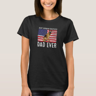 T-shirt Papa Berger Allemand Usa Drapeau Américain Chien P