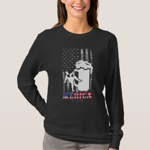 T-shirt Papa Bod Merica Us American Flag Fat Party Boire