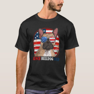 T-shirt Papa Bouledogue Français Rétro Drapeau Américain P