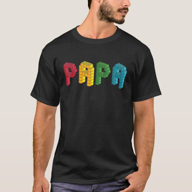 T-shirt Papa Brick Master Builder Blocs de construction Fa (Devant)