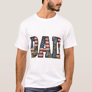 T-shirt Papa camouflage patriotique