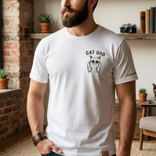 T-shirt Papa Chat Drôle Doigt D'Honneur Chat Avec Lunettes