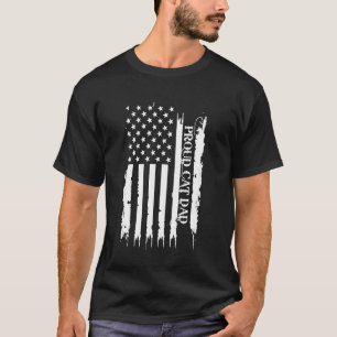 T-shirt Papa Chat Fier États-Unis en détresse avec drapeau