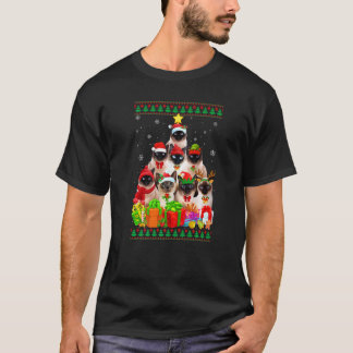 T-shirt Papa Chat Maman Chat Chat Siamois Arbre de Noël la