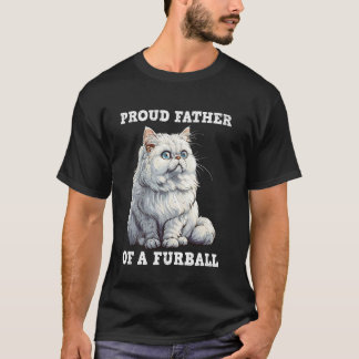 T-shirt Papa Chat PROUD PÈRE D'UNE BOULE DE POILS Drôle Pe