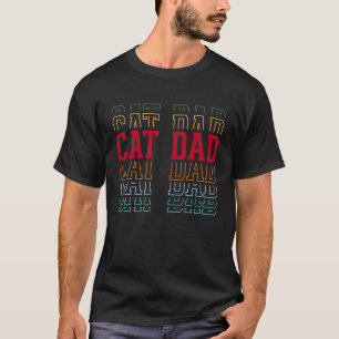 T-shirt Papa Chat Texte Superposé Drôle Propriétaire d'Ani