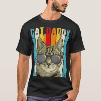 T-shirt Papa Chat Vintage Drôle Amateur de Chat Mignon Cha