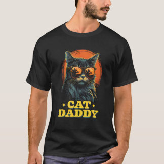 T-shirt Papa Chat Vintage Rétro Amoureux de Chat 90s 80s A