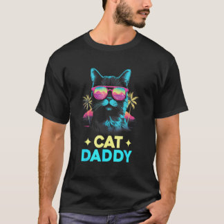 T-shirt Papa Chat Vintage Rétro Vaporwave 70s 80s Amour de