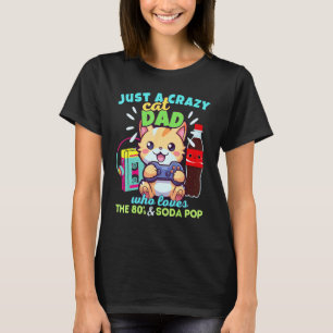 T-shirt Papa Chats Fou Qui Aime Les Jeux Vidéo Soda Et Les