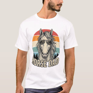 T-shirt Papa Cheval Gravure Vintage Coucher de Soleil Desi
