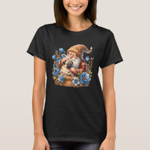T-shirt Papa Chien Gnome Floral Graphique Pour Grand-mère 