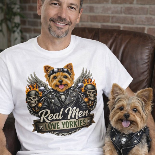 T-shirt Papa Chien Yorkie Motard (Créateur téléchargé)